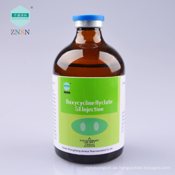 Doxycyclin Hyclate 5% Injection Treat Schwein Mycoplasma Pneumonie, Salmonellen-Krankheit, Pasteurella-Krankheit